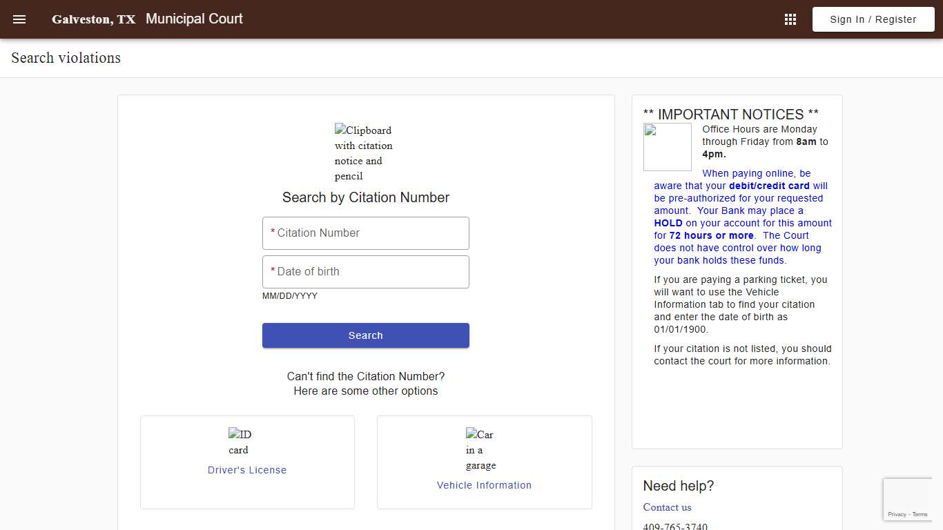 Search - Search violations - Municipal Court - Galveston, TX - Municipal Online Services