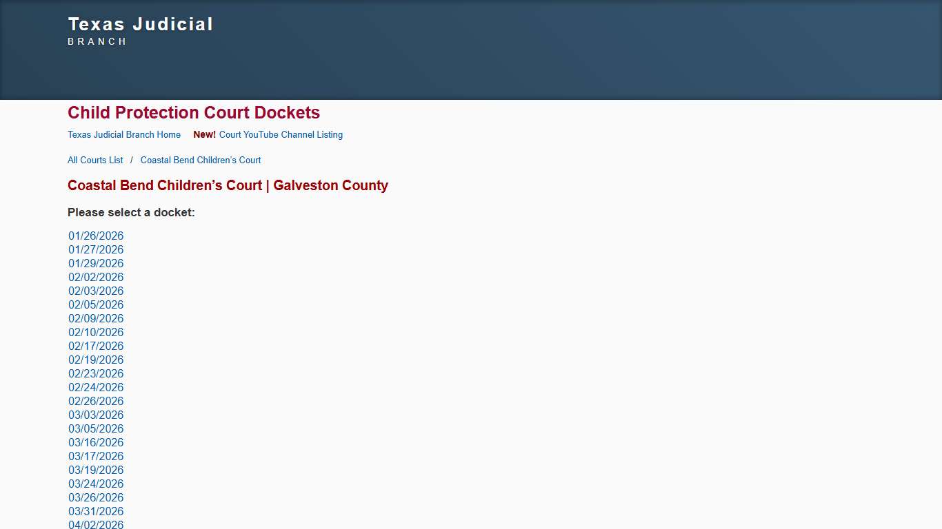 Texas Courts Online Coastal Bend Children’s Court Galveston County
